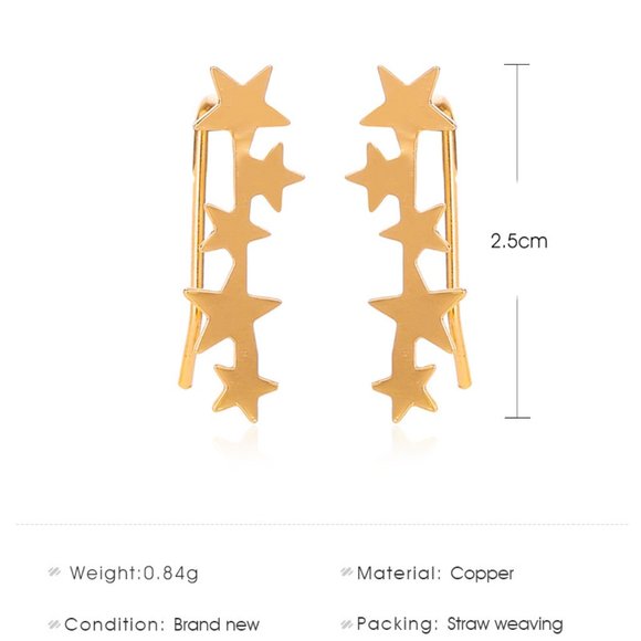 5 Stars Earrings Wire Earrings - Picture 3 of 5